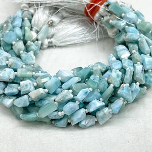 Larimar Natural Gemstone Faceted Freeform Nuggets Larimar Tumble Shape Handmade Beads Strands Blue Beads Jewelry Making