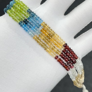 Hilo de cuentas redondas facetadas de piedras preciosas naturales, grado AAA+, piedras preciosas sombreadas, cuarzo Champion, cristal, granate, topacio azul, peridoto, citrino.