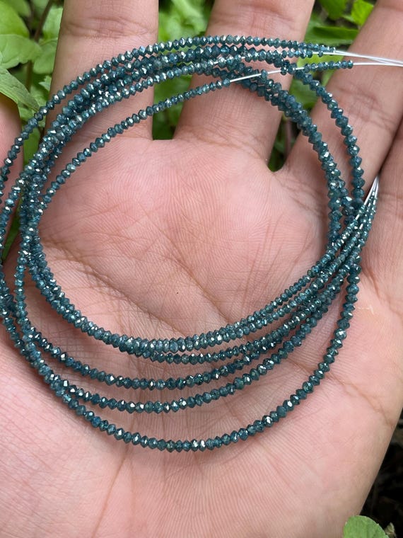 AAA+ Blue Diamond Faceted Rondelle Bead Top Quality Natural Blue Diamond Bead diamond necklace Personalized Jewelry Blue Diamond Strand