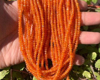 Carnelian Beads,Carnelian Faceted Rondelle Beads, 3.5-4MM, Carnelian Rondelle, AAA Quality Carnelian Beads,Carnelian Faceted,Wholesale Beads