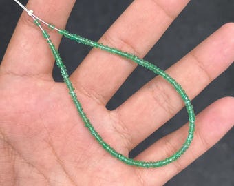 Natural Emerald Faceted Rondelle Beads 7" Strand Natural Zambian Emerald Faceted Beads Strand Natural Green Emerald Bead For Jewelery Making