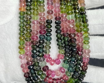 Big Size ! AAA+ Quality Multi Tourmaline Faceted Rondelle Beads Strand 6-6.5mm Beads Tourmaline Big Size Rondelles Tourmaline necklaces