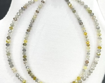 100 % natürliche Diamantperlenkette, AAA-Qualität, mehrfarbige Diamantperlenkette, 2,5–4 mm facettierte Rondelle, große Diamantkette