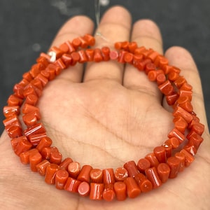 Natural Italian Sardinia Coral Tube Shape Beads ,Side Drilled Tube Shape Beads 100% Natural Red Italian Coral Tube Shape Beads For Jewelery