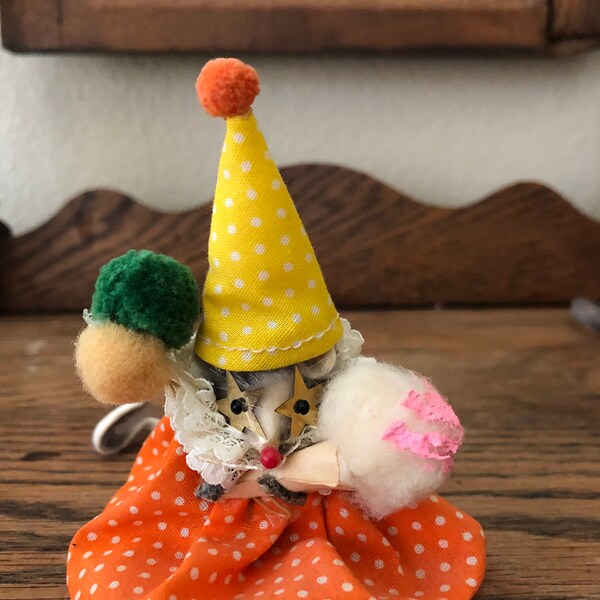 Vintage Original Fur Toys Mouse Clown Made In West Germany Original Label