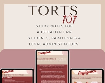 Torts, Hinweise für die Jura Uni, Australisches Recht, Studienführer, Jura Notizen, Trts Essentials, Jurabeginner, Uni-Student
