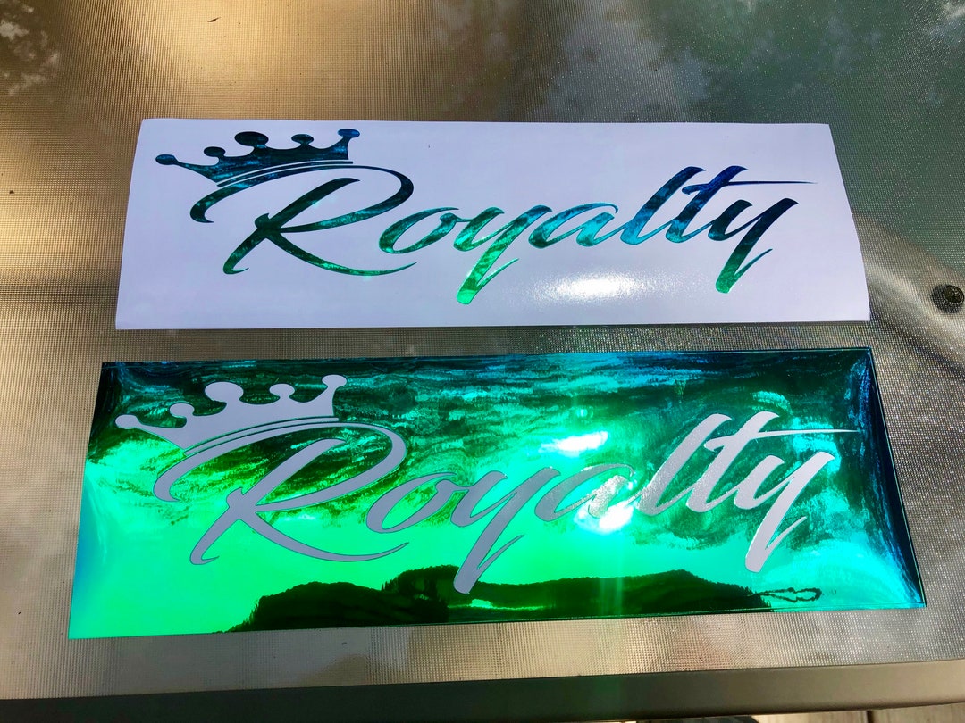 Royalty Windshield Banner Decal Sticker Holographic Colors 3x9 4x12