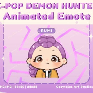 Rumi Animated KPOP DEMON HUNTERS Twitch Emotes | Huntrix, Soda pop | Cute Chibi VTuber Emotes | Emote for Streaming | Kawaii Stream Assets