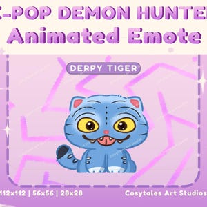 Derpy Tiger Animated KPOP DEMON HUNTERS Twitch Emotes | Soda pop | Cute Chibi VTuber Emotes | Emote for Streaming | Kawaii Stream Assets