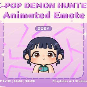 Zoey Animated KPOP DEMON HUNTERS Twitch Emotes | Huntrix, Soda pop | Cute Chibi VTuber Emotes | Emote for Streaming | Kawaii Stream Assets