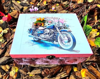 Scatola dei ricordi in legno personalizzata, design floreale di peonia, scatola dei ricordi