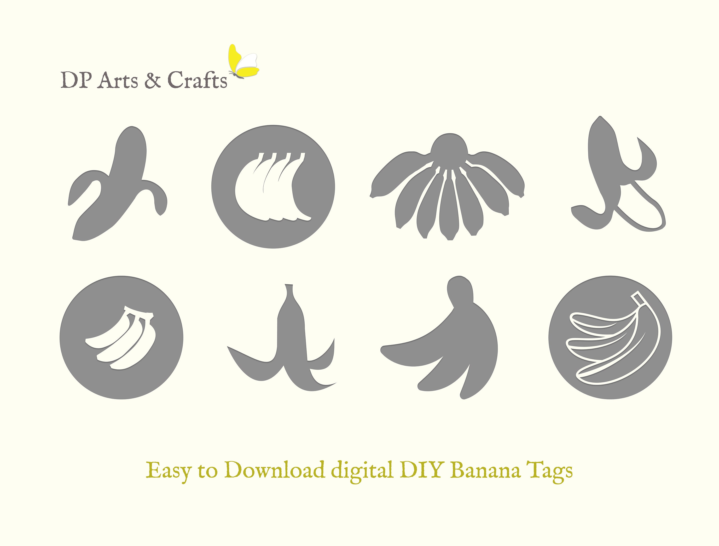 Banana Tag SVG Template Gift Tag Banana Svg Banana Fruits Etsy
