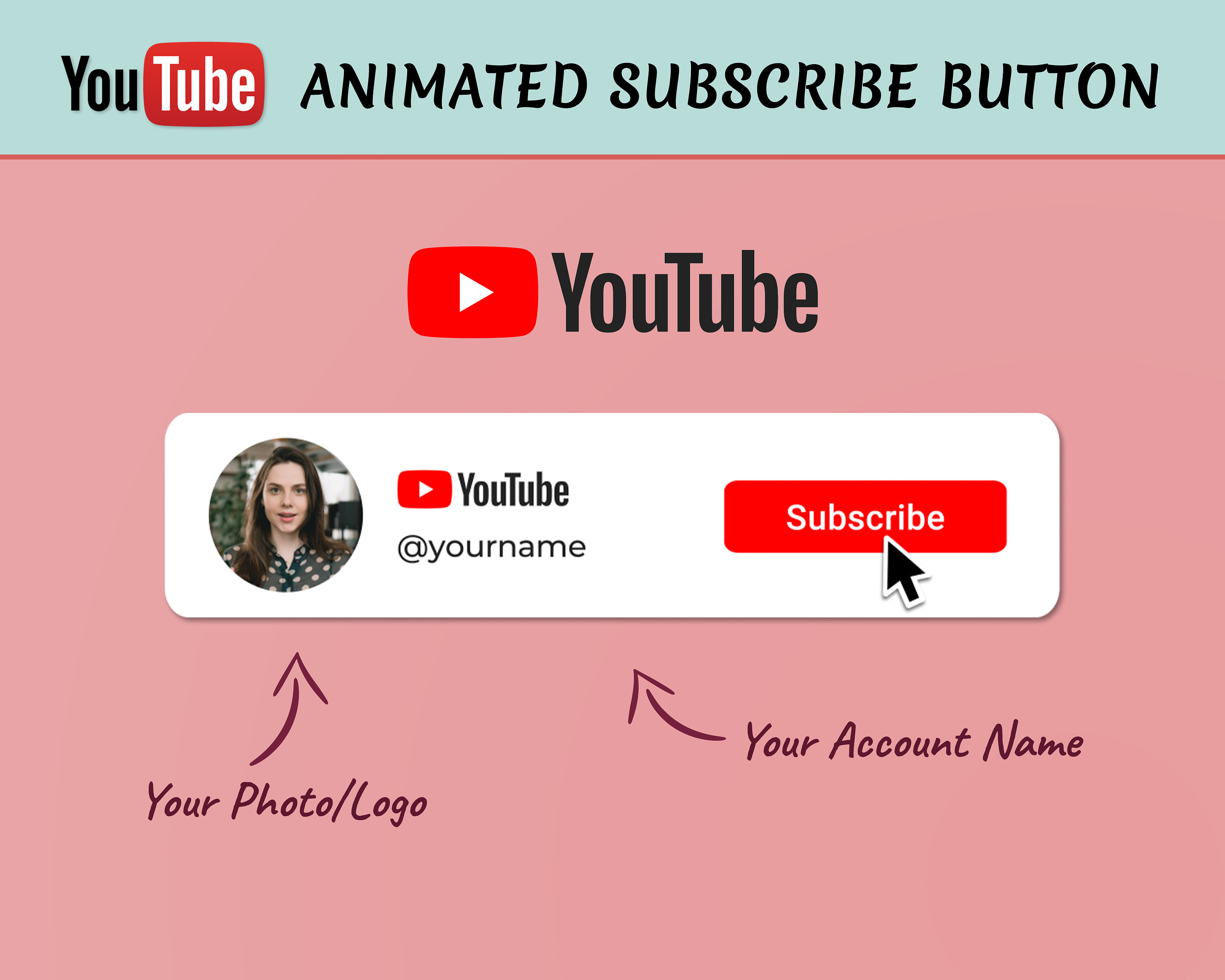 Custom Animated Youtube Subscribe Button Transparent and Green - Etsy