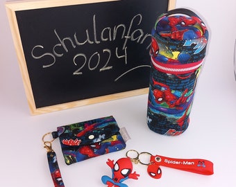 Schulanfang 2024 "SPIDERMAN" Motiv Federmäppchen, Geldbörse, Schlüsselanhänger im Bundle, Jungen