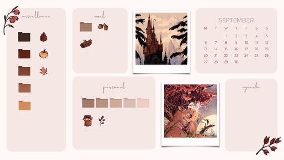Desktop Organizer Witchy Wallpaper Autumn Calendar Windows Background - Etsy