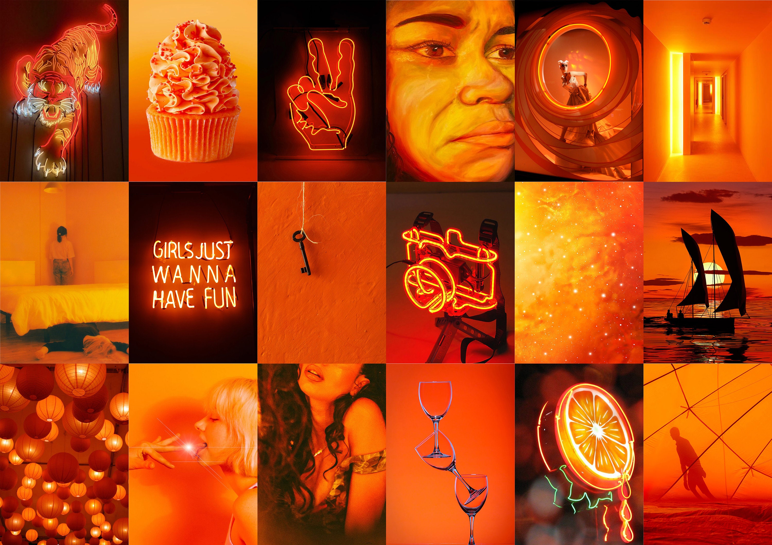 Orange Wall Collage Kit Orange Wall Collage Orange Aesthetic Collage