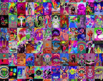 100 PCS Psychedelic Trippy Wall Collage Kit | Aesthetic Teen Trippy Photo Prints | Psychedelic Poster Room Decor | DIGITAL ITEM 4x6