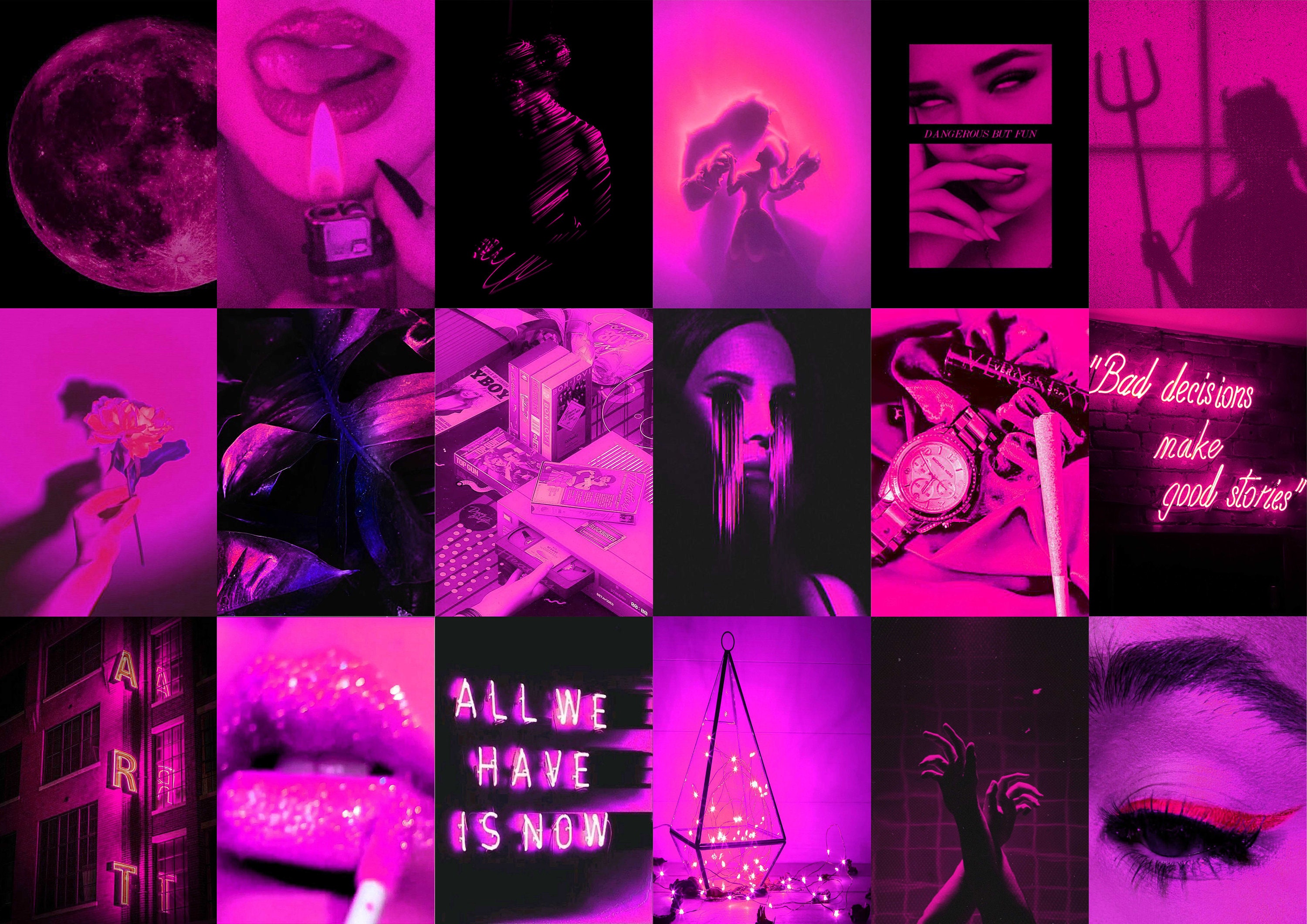 Boujee Pink Photo Collage Pink Neon Aesthetic Photo Collage - Etsy