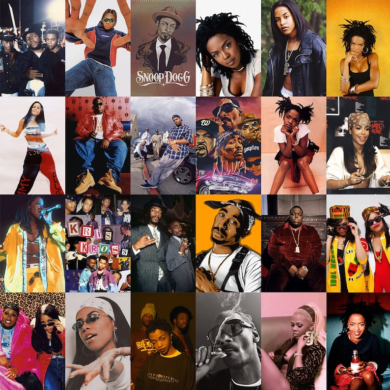 205 PCS Vintage Rap and Hip Hop Posters Retro Rapper Wall Collage Kit Aesthetic 90s Rappers Wall