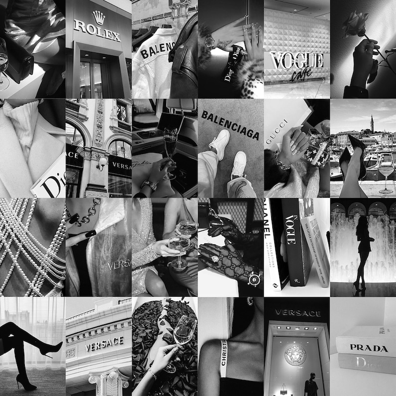 155 PCS Luxury Fashion Wall Collage Kit Boujee Black and White 155 PCS Luxury Fashion Wall Collage Kit Boujee Black and White