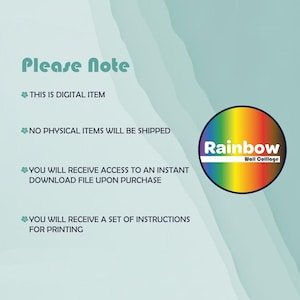 May include: Please Note: This is a digital item. No physical items will be shipped. You will receive access to an instant download file upon purchase. You will receive a set of instructions for printing. Rainbow Wall Collage.