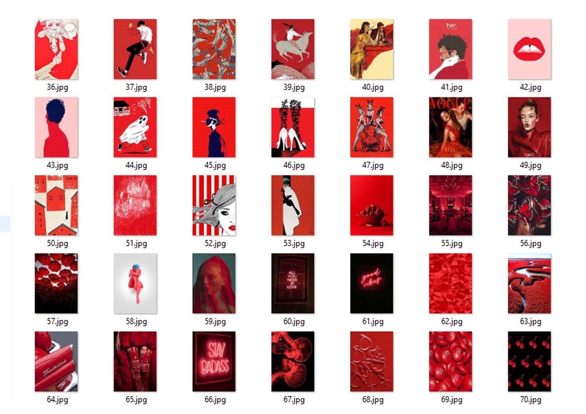 Red Wall Collage Kit Boujee Red Aesthetic Photo Collage Etsy Canada