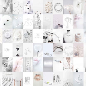 White Wall Collage Kit | Neutral White Aesthetic Photo Collage | White Room Decor ( DIGITAL DOWNLOAD ) | 100 PCS