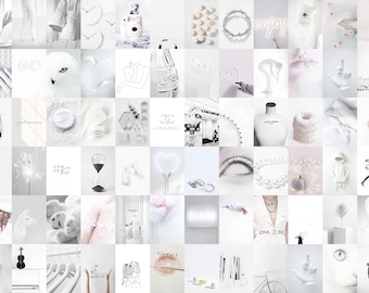Neutral White Aesthetic Collage Kit | Minimalist Room Decor (Digital Download)