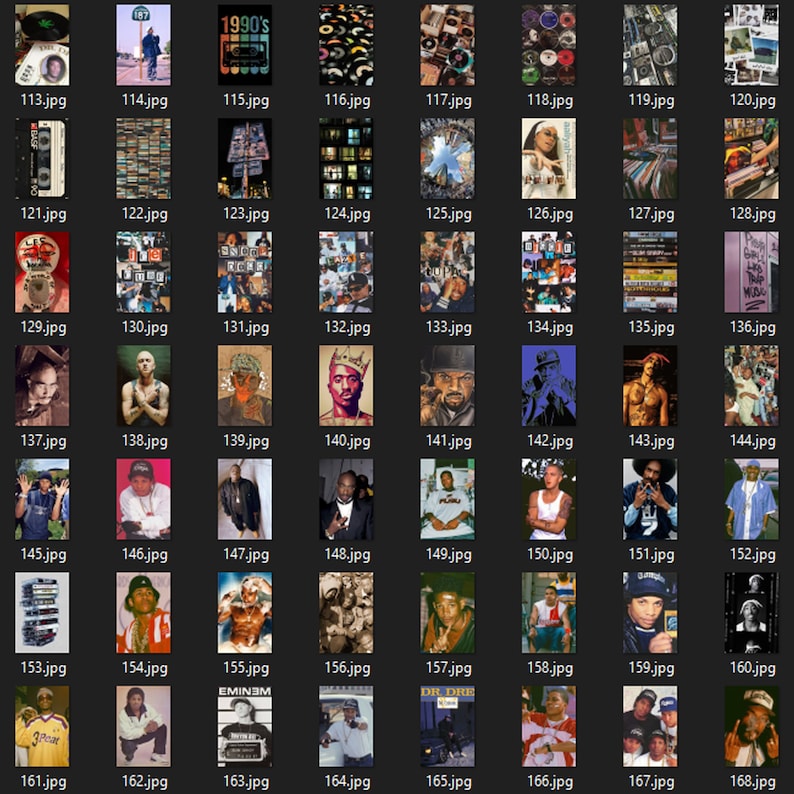 205 PCS Vintage Rap and Hip Hop Posters Retro Rapper Wall Collage Kit ...