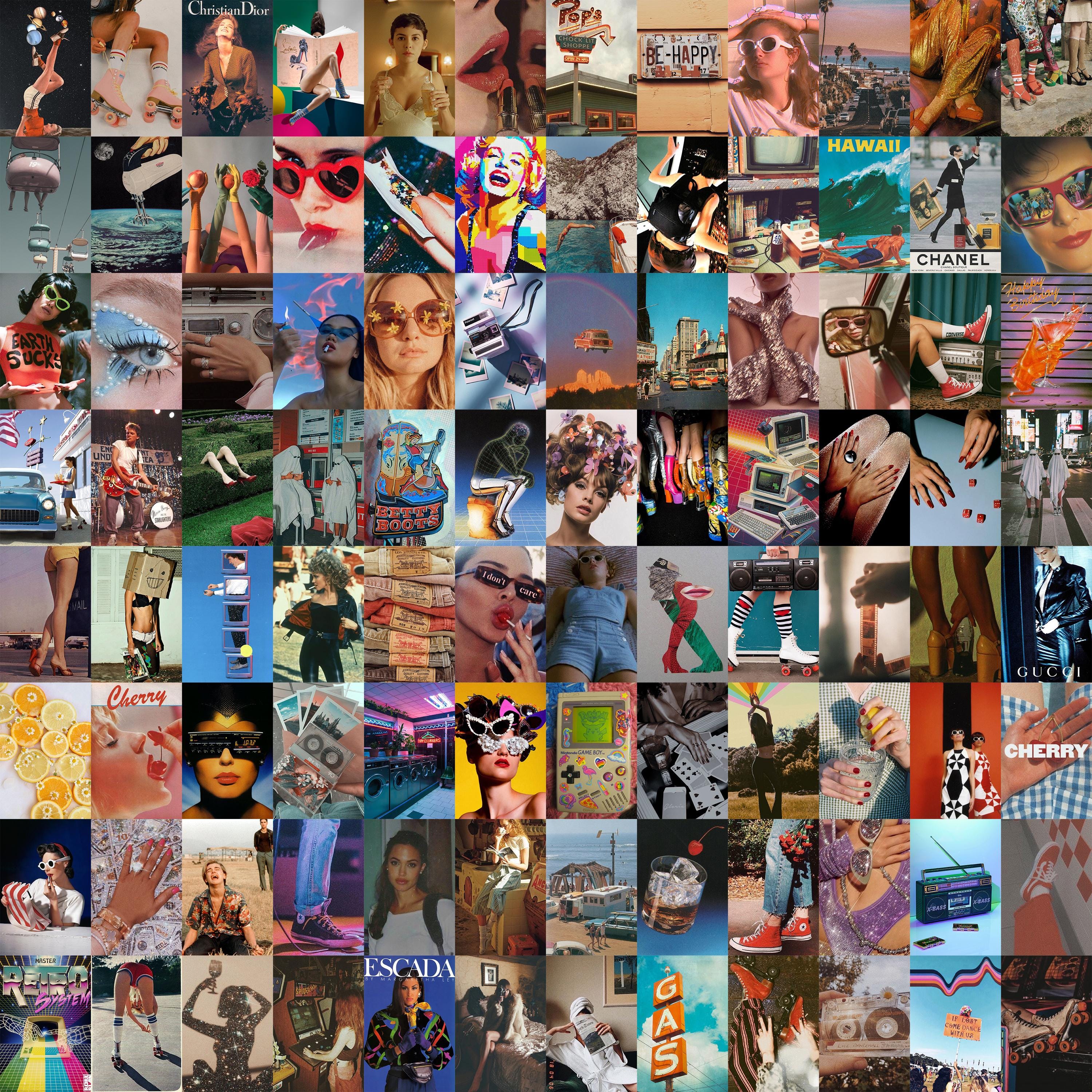 300 PCS Vintage Retro Wall Collage Kit | Retro Wall Decor | Retro Aesthetics | Trendy Photo Collage Kit ( DIGITAL DOWNLOAD ) 4x6