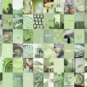 Sage Green Wall Collage Kit | Botanical Matcha Aesthetic Photo Collage | Soft Mint Green Room Decor (DIGITAL DOWNLOAD)  | 125 PCS
