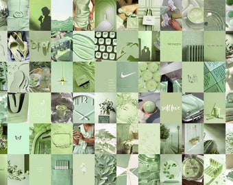 Sage Green Wall Collage Kit Botanical Matcha Aesthetic Photo Etsy