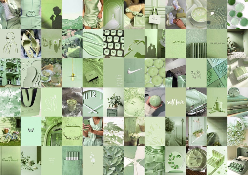 Sage Green Wall Collage Kit Botanical Matcha Aesthetic Photo Collage ...