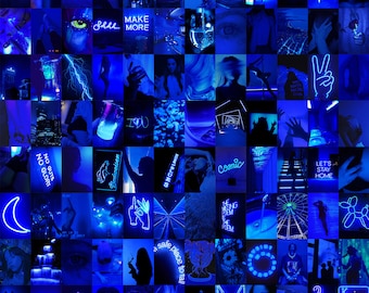 Euphoria Blue Neon Wall Collage Kit | Aesthetic Room Decor (Digital Download)