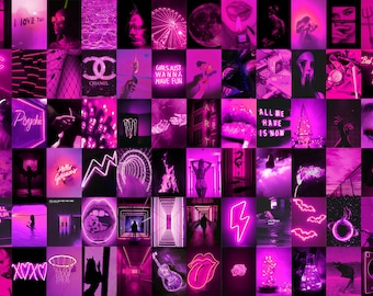 Neon Pink Photo Collage Kit | Boujee Aesthetic Wall Decor (Digital Download)