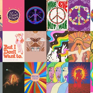 Retro Hippie Aesthetic Photo Collage Vintage Hippie Wall - Etsy