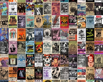 330 PCS Vintage Concert Poster Retro Punk & Classic Rock Poster Prints | Vintage Music Band Aesthetic Wall Collage Kit | DIGITAL ITEM