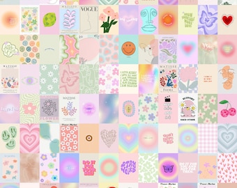 Danish Pastel Aesthetic Wall Collage Kit | Teen Room Decor (Digital Download)
