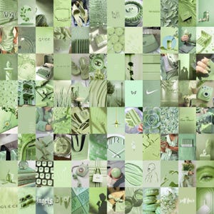 125 PCS Sage Green Wall Collage Kit | Botanical Matcha Aesthetic Photo Collage | Soft Mint Green Room Decor (DIGITAL DOWNLOAD) 4x6