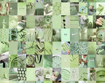 Kit de collage fotográfico con estética verde salvia / Decoración con menta matcha (DESCARGA DIGITAL)
