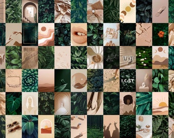 Botanical Photo Collage Kit | Green Aesthetic Room Decor (Digital Download)