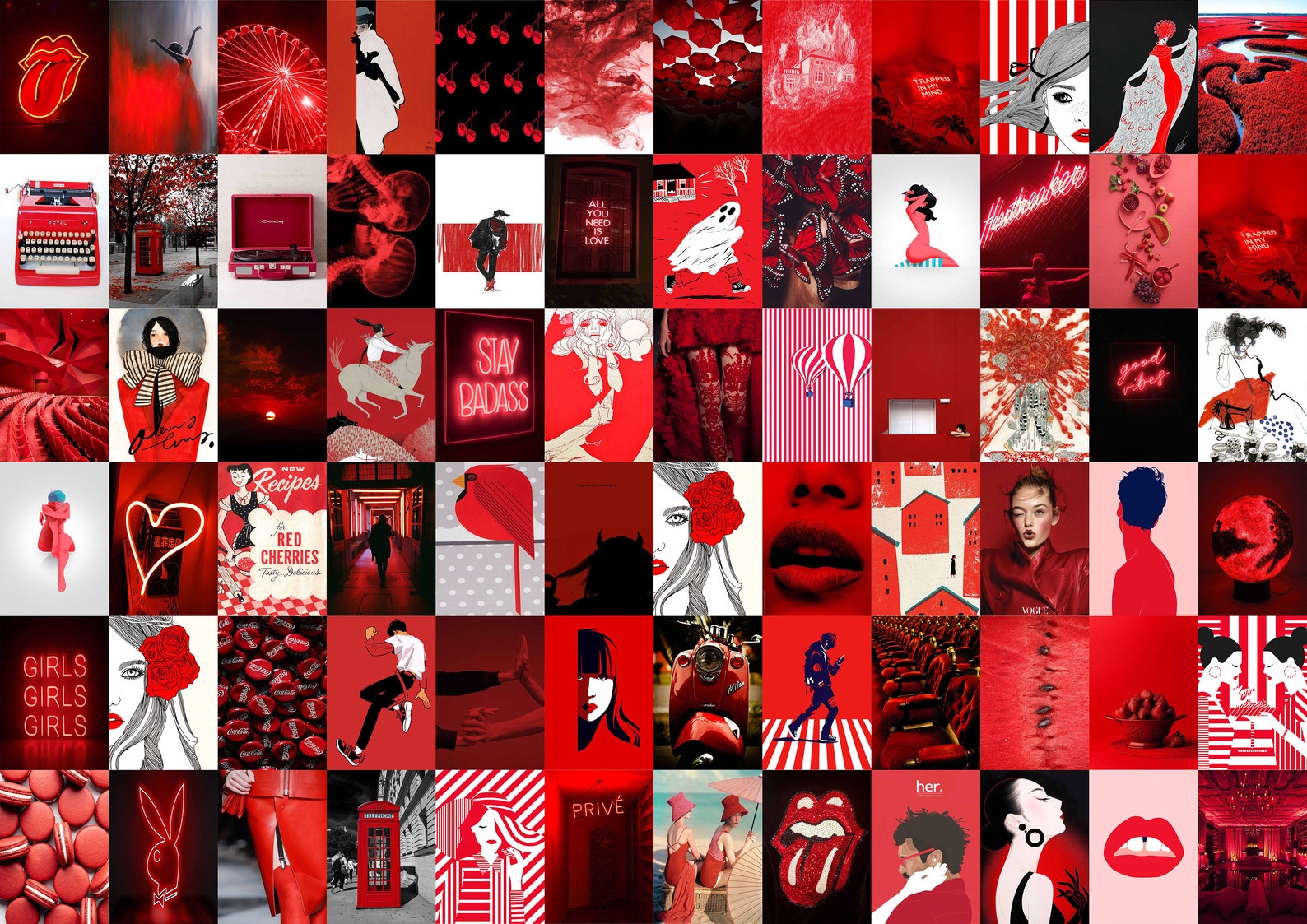 A5 Red Wall Collage Kit Boujee Red Aesthetic Photo Collage Etsy