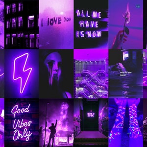 Purple Neon Aesthetic Photo Collage Euphoria Purple Wall Collage Kit ...
