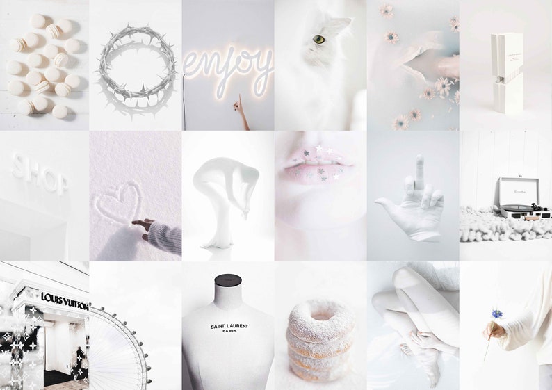 White Wall Collage Kit Neutral White Aesthetic Photo Collage White Room