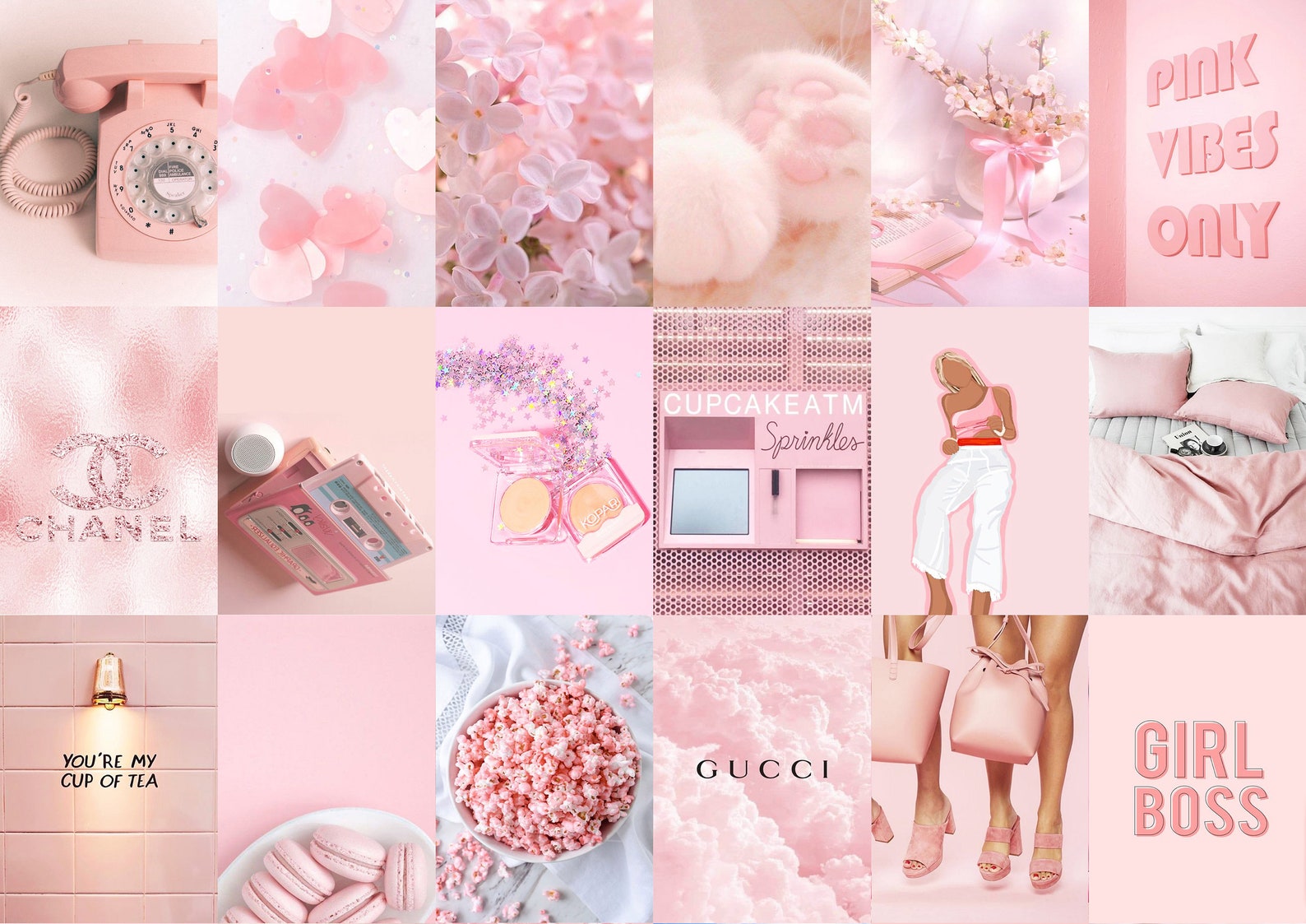 Blush Pink Wall Collage Kit Light Pink Aesthetic (Instant Download) Etsy