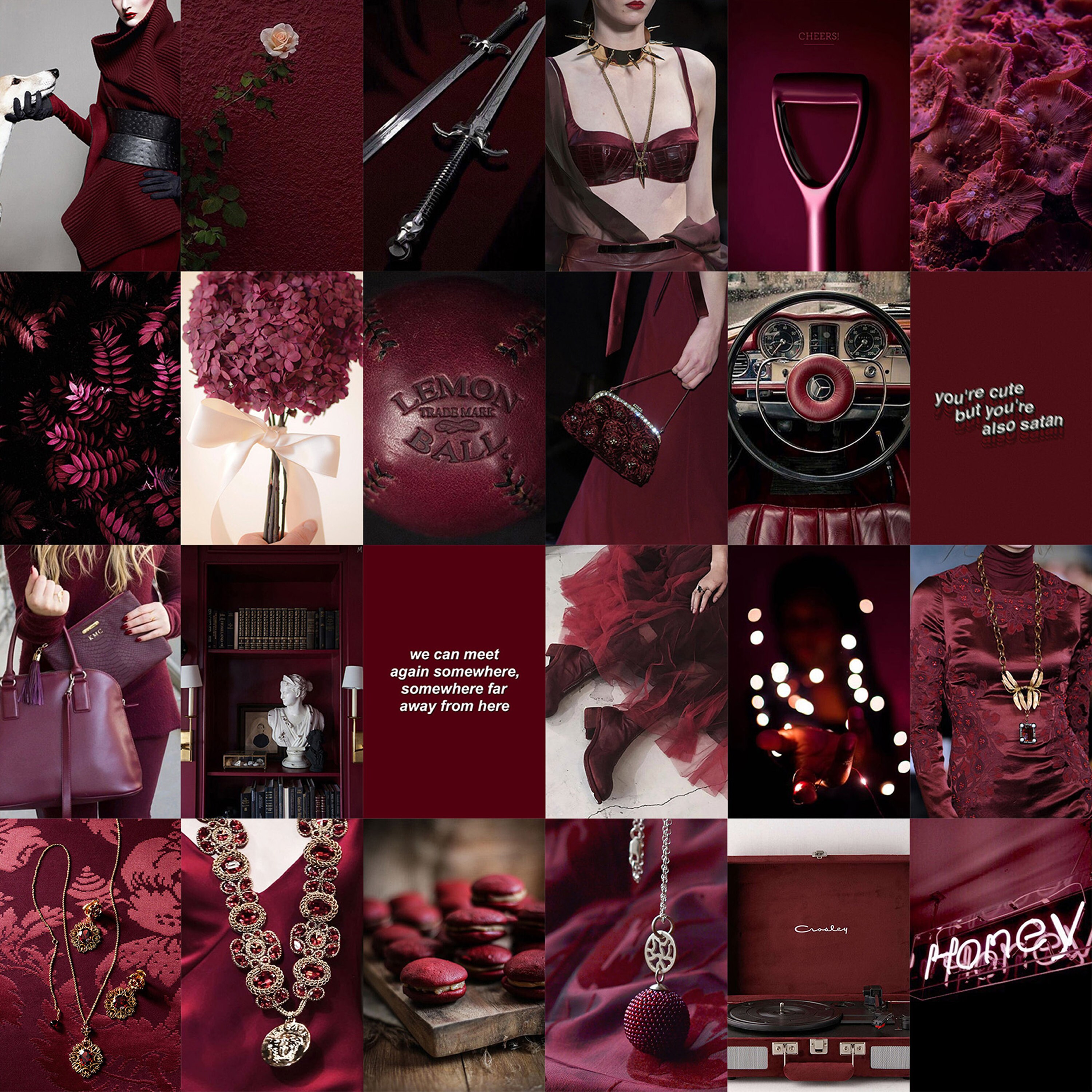 Burgundy Aesthetic Wall Collage Kit Dark Red Room Decor digital Burgundy Aesthetic Wall Collage Kit Dark Red Room Decor digital