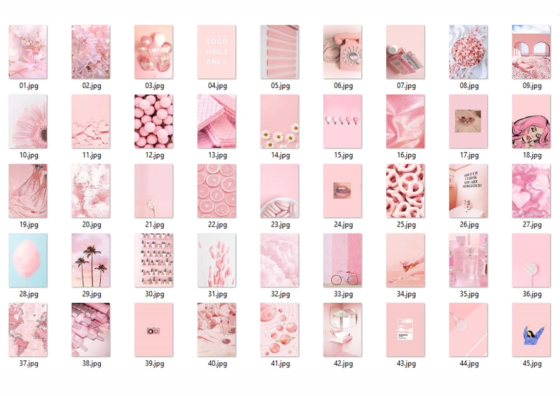A5 Blush Pink Wall Collage Kit Light Pink Aesthetic Photo Etsy