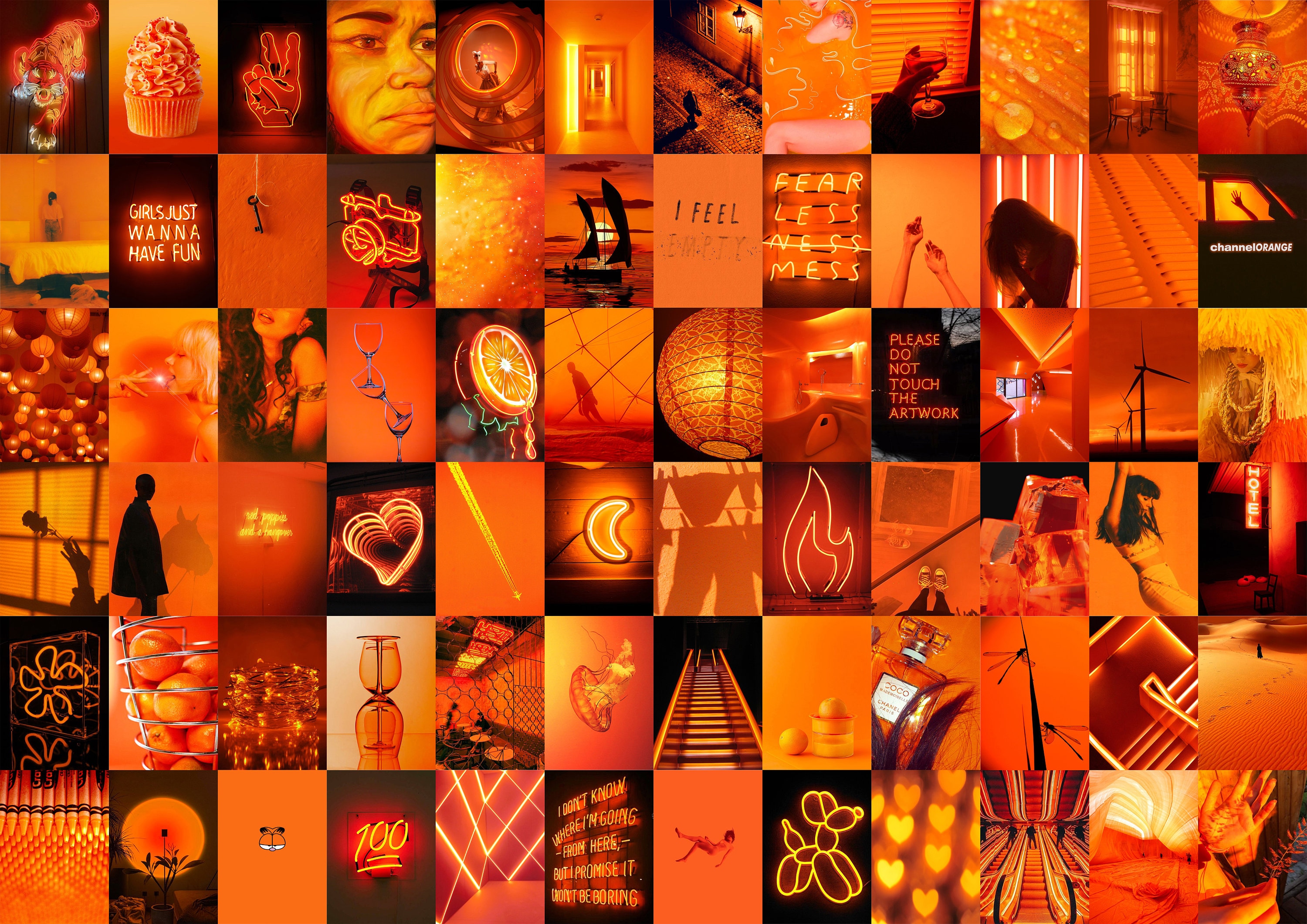 Orange Wall Collage Kit Orange Wall Collage Orange Aesthetic Collage Kit Aesthetic Wall Collage