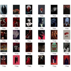 Vampire Aesthetic Photo Collage Kit | Vintage Horror Room Decor (Digital Download, 121 PCS) image 8