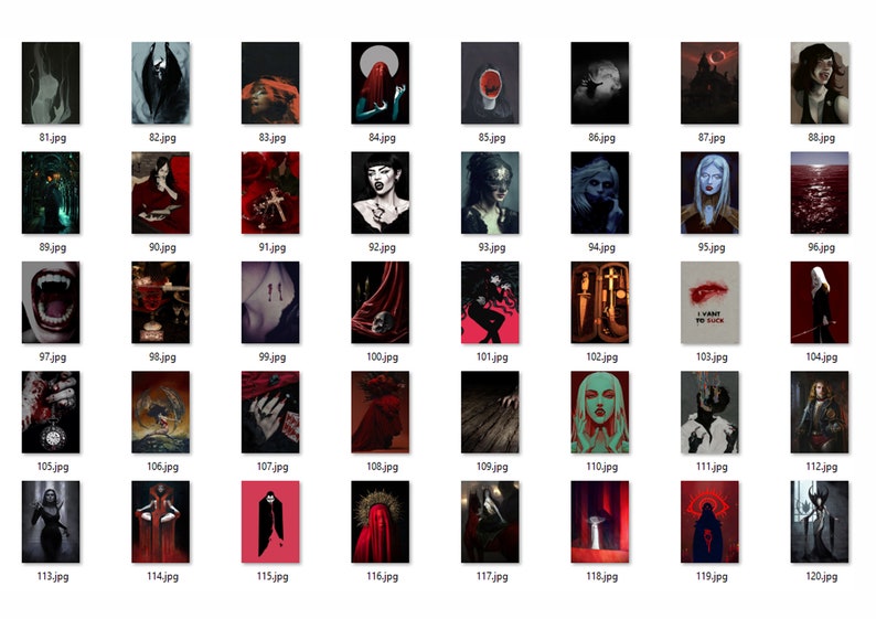 Vampire Aesthetic Photo Collage Kit | Vintage Horror Room Decor (Digital Download, 121 PCS) image 8